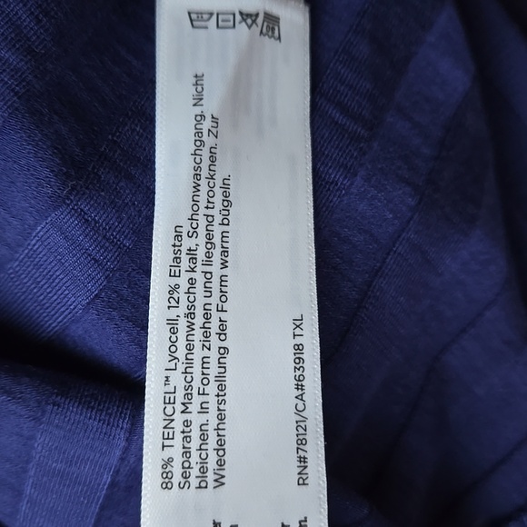 EILEEN FISHER Ribbed Mock Neck Top Iris Purple Tencel Blend Stretch L - Picture 6 of 7